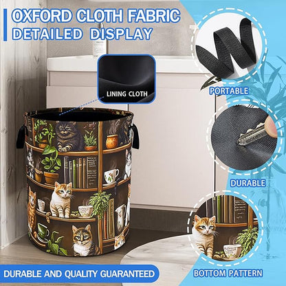 Cute Cat Laundry Basket Bookshelf Animal Oxford Cloth Laundry Hamper Funny