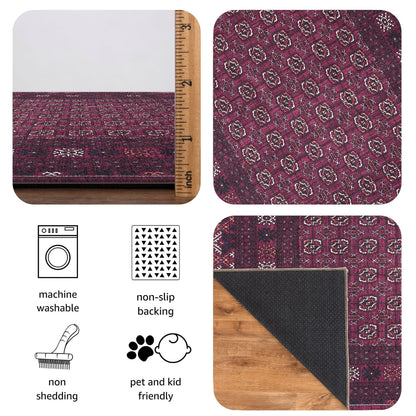 Keen Home Design 6x9 Rug - Machine Washable Area Rug with Non-Slip Backing, Ideal for Living Room, Dining Room, Bedroom - Vintage, Easy Clean, Durable, Low Pile Rug - (6' x 9')