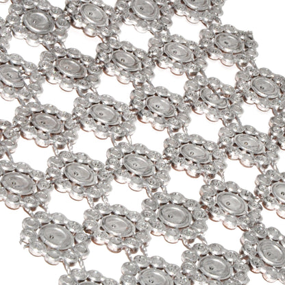 Mandala Crafts Flower Pattern 4 in 10 Yds Silver Bling Wrap Rhinestone Mesh Ribbon – Crystal Diamond Wrap Rhinestone Strips Roll for Crafts Wedding Event Decoration