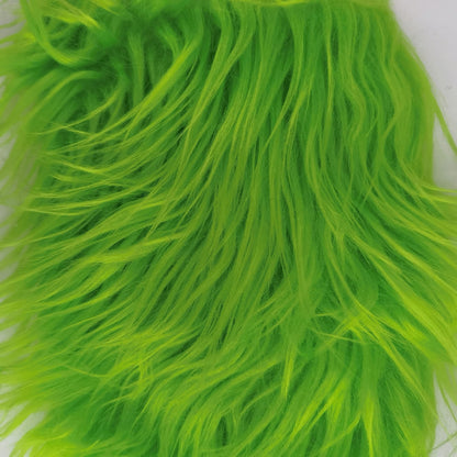 Shaggy Plush Faux Fur Fabric Precut Strips Fluffy Fuzzy Craft Furr for Gnomes Beard Hair Cosplay Costume Dwarf Decoration (Green, 4x60 inch)