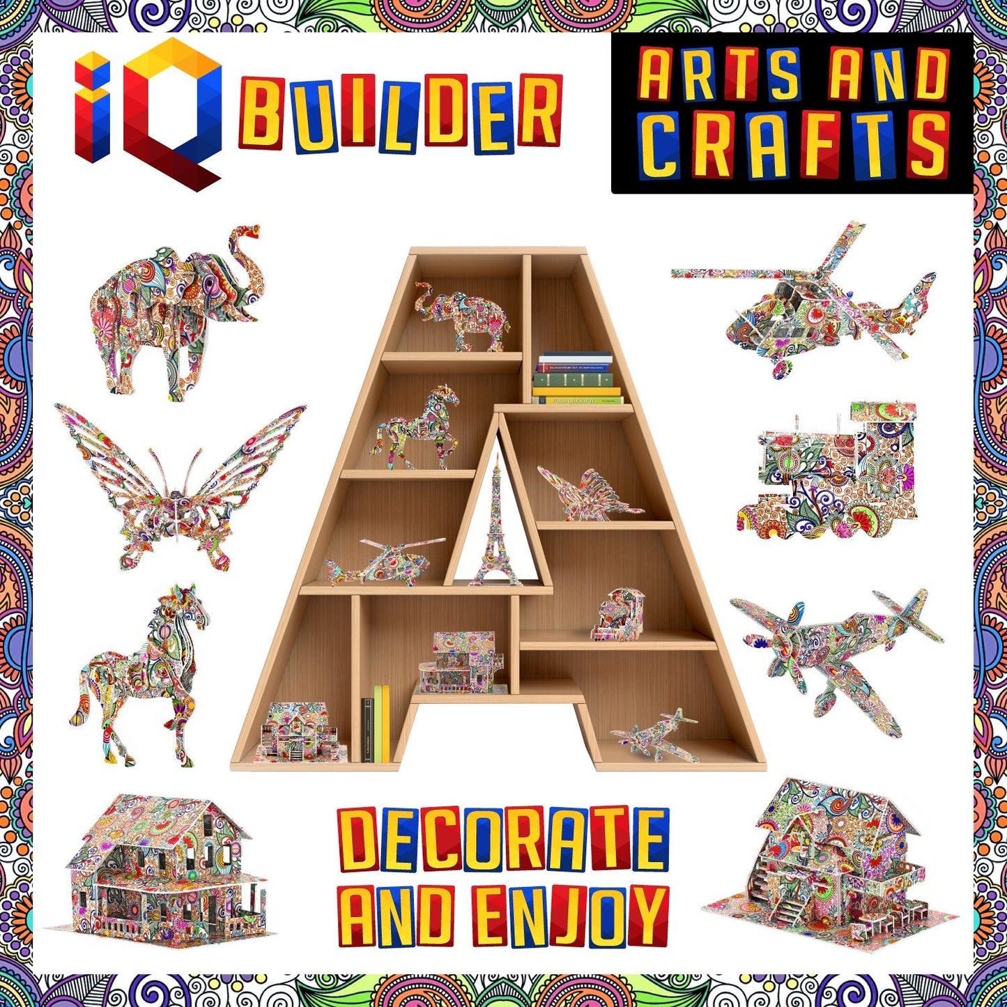 IQ BUILDER | Fun Creative DIY Arts and Crafts KIT | Best Toy Gift for Girls and Boys Age 12 Year Old | Educational Art Building Painting Coloring 3D Puzzle Project Set for Kids and Adults