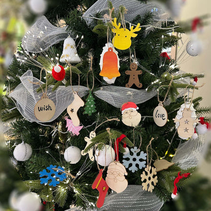 WeCraftool Christmas Crafts,100pcs DIY Wooden Ornaments for Crafts Arts,Stocking Stuffers Gifts for Ages 4 5 6 7 8+ Years Kids Boys Girls-Unfinished Wood Slices with Painting Kit Christmas Ornaments