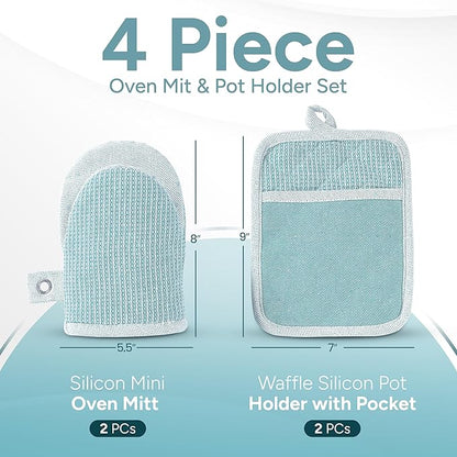 Casa Platino Silicone Oven Mitts & Pot Holders, 4-Piece – Oven Mitt