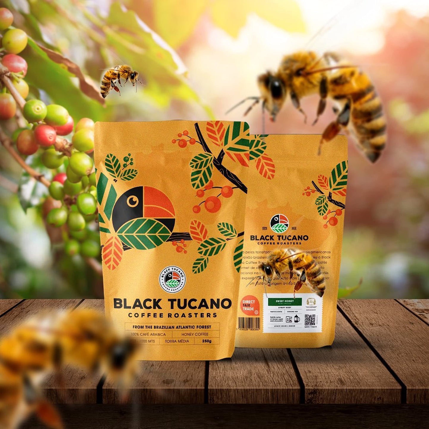 Black Tucano Specialty Coffee - Brazilian Ground Medium Roast - Honey Coffee Ground - 8.8 Ounces 250 Gr