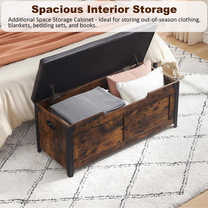 IDEALHOUSE Storage Bench, 39.4" Retro Wooden Storage Chest with 2 Safety Hinges, Loads 300 lb, Easy Assembly, Storage Ottoman Bench for Bedroom Entryway Living Room, Rustic Brown