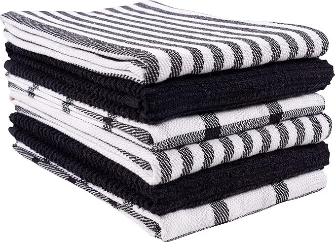 KAF Home Premium Kitchen Towels, Large 100% Cotton, Flat & Terry Absorbent Dish
