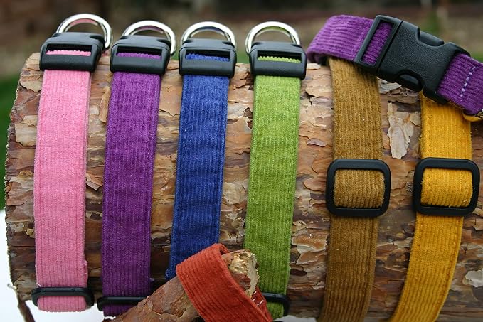 Hemp Corduroy Dog Collar - No Pattern (1" Extra Large, Pink)