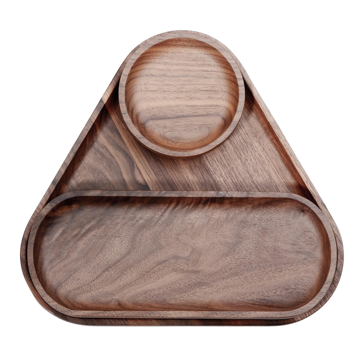 Normcore 3 Pack Wooden Serving Trays, Wood Serving Tray Wooden Decorative Coffee Tea Platter, Genuine American Walnut Serving Platters Set, Set of 3 for Living Room, Coffee Table, Home Decor