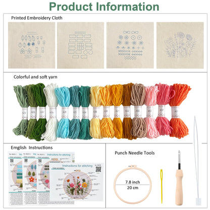 Myfelicity Punch nedle kit,Punch Needle Kits Adults Beginner,Learn Various Needlework Techniques for poking Embroidery