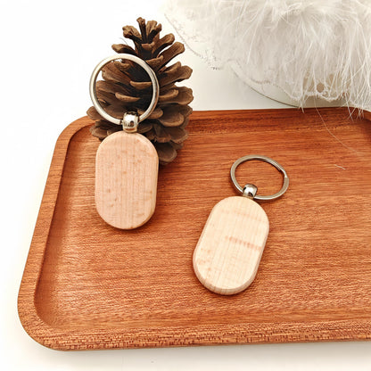 50PCS Wood Keychain Blanks,Unfinished Wooden Key Rings with Metal Loops for Laser Engraving DIY Craft Christmas Ornaments (Playground Shape)