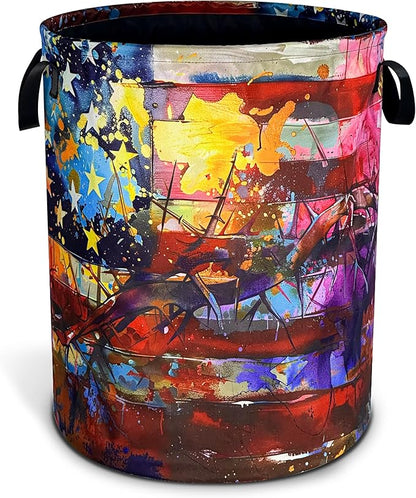 American Flag Laundry Basket Usa Flag Art Oxford Cloth Laundry Hamper