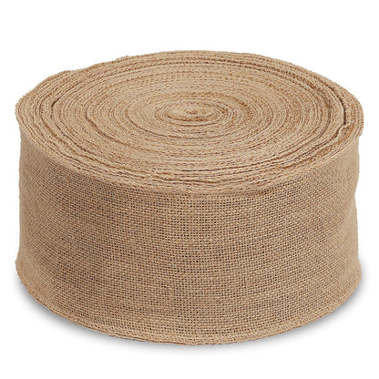 KINJOEK 5 Inch Wide 11 Yards Burlap Ribbon, Natural Jute Fabric Ribbon Crafts Ribbon for Christmas Wedding Gifts Burlap Fabric DIY for Decoration