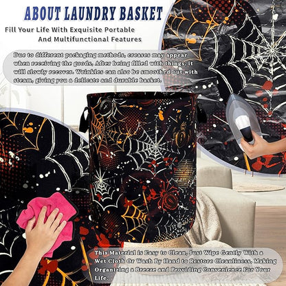 Colorful Spider Web Laundry Basket Foldable Oxford Cloth Halloween Laundry