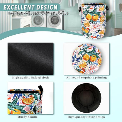 Tropical Fruit Orange Laundry Hamper Summer Colorful Laundry Basket