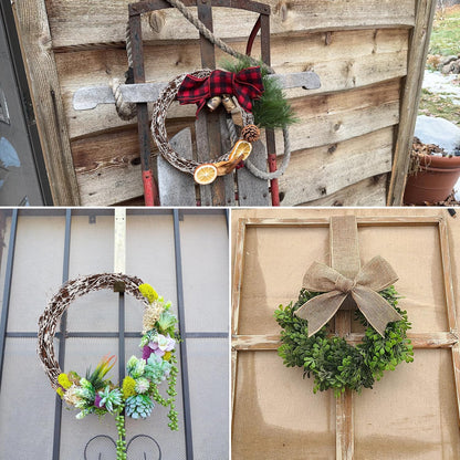 KUKLIPJIM 7 Pcs 12 inch Natural Grapevine Wreath Set, Hand-Woven Vine Branch Wreaths for DIY Crafts, Christmas Decorations, Home & Event Styling(White)
