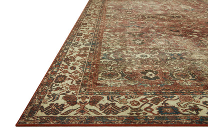 Loloi Magnolia Home by Joanna Gaines Banks Collection BAN-04 Brick/Ivory 5'-0" x 7'-6", .13" Pile Height, Machine Washable, Area Rug