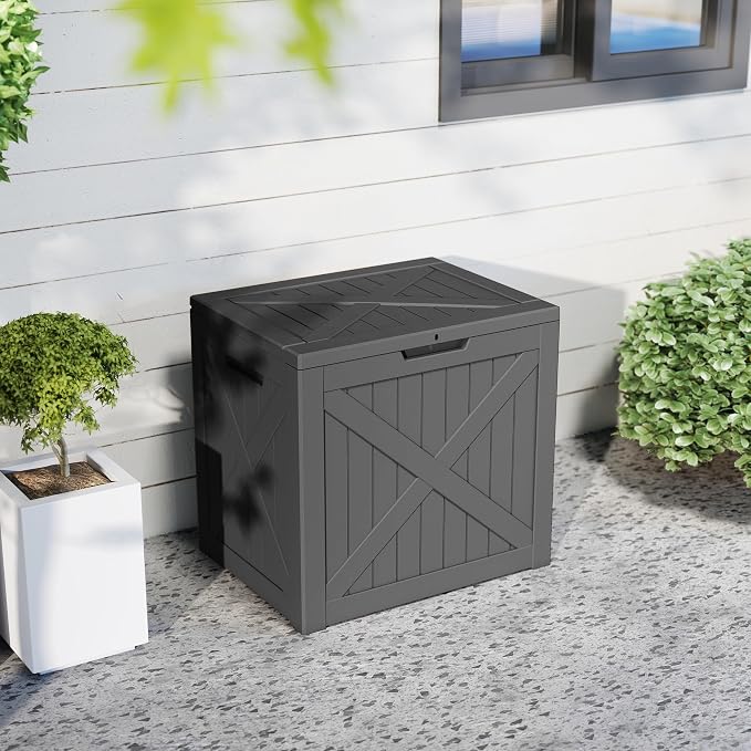 40 Gallon Outdoor Package Delivery Box with Lockable, Waterproof & Weatherproof Secure Parcel Drop Box for Porch, Resin Outside Storage Boxes(Black)