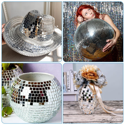 18000 Pieces Mirror Mosaic Tiles, 5 x 5 mm Self Adhesive Mirror Stickers, Real Glass Mini Square Mirrors, Disco Ball Stickers for Crafts DIY Home Decorations