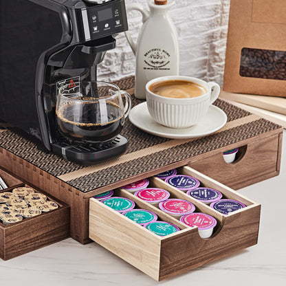 SMARTAKE Wooden K Cup Organizer Coffee Pod Storage Box, Coffee Pod Tea Organizer and Storage, K Pod Drawer Coffee Maker Stand, Kcup Holder for Countertop Kitchen Office Coffee Bar, 30 Pod Capacity