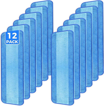 12-Pack Microfiber Cleaning Pads, 18-Inch Microfiber Mop Pads Compatible