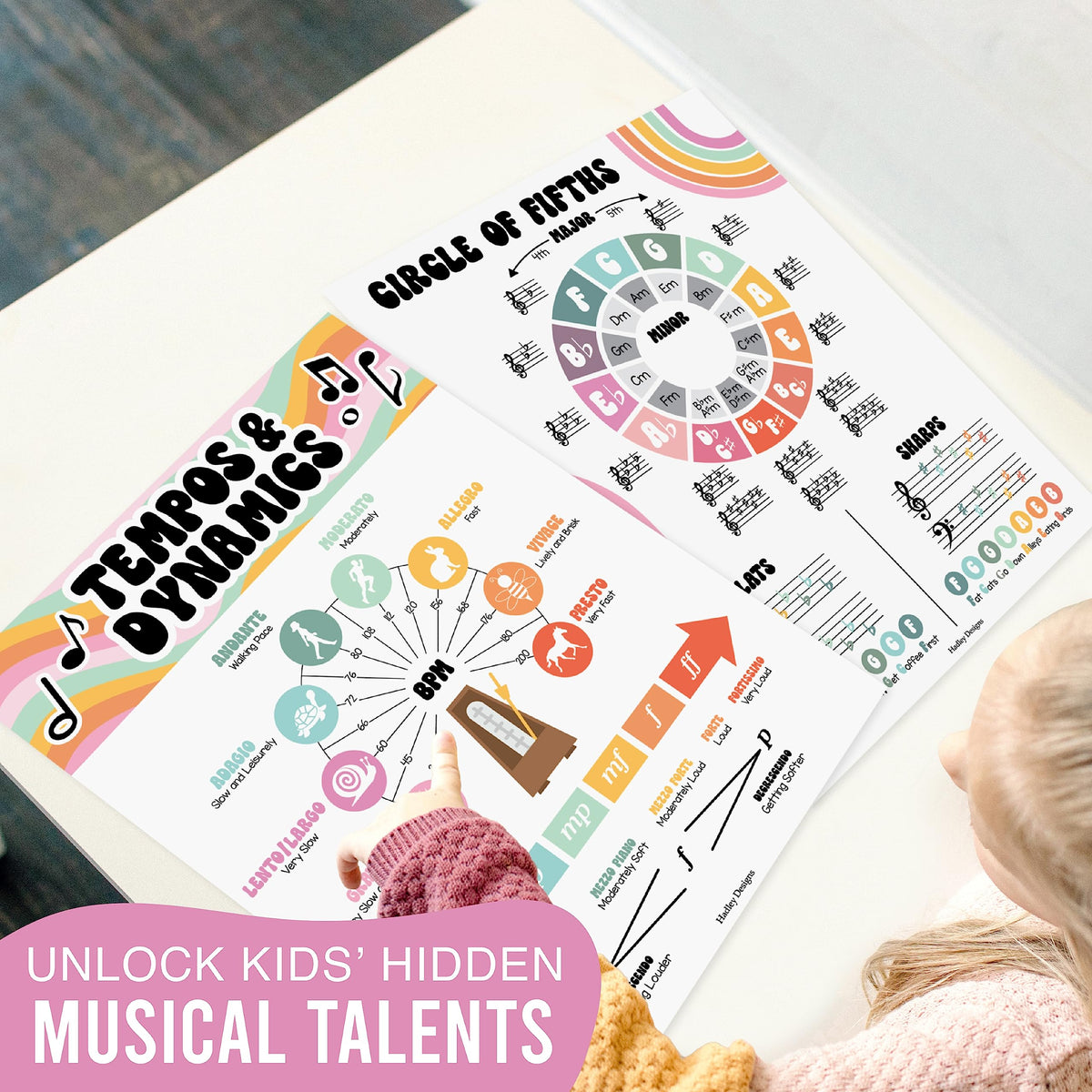 Hadley Designs 9 Music Classroom Posters – Retro Music Classroom Decor, Choir & Solfege Prints, Bulletin Board Decorations, Educational Supplies for Teachers