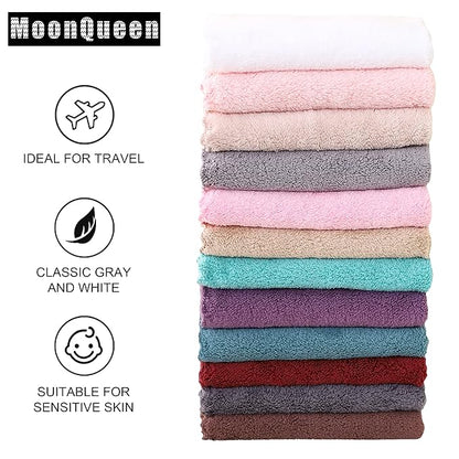 MOONQUEEN Microfiber Facial Cloths Fast Drying Washcloth 12 Pack