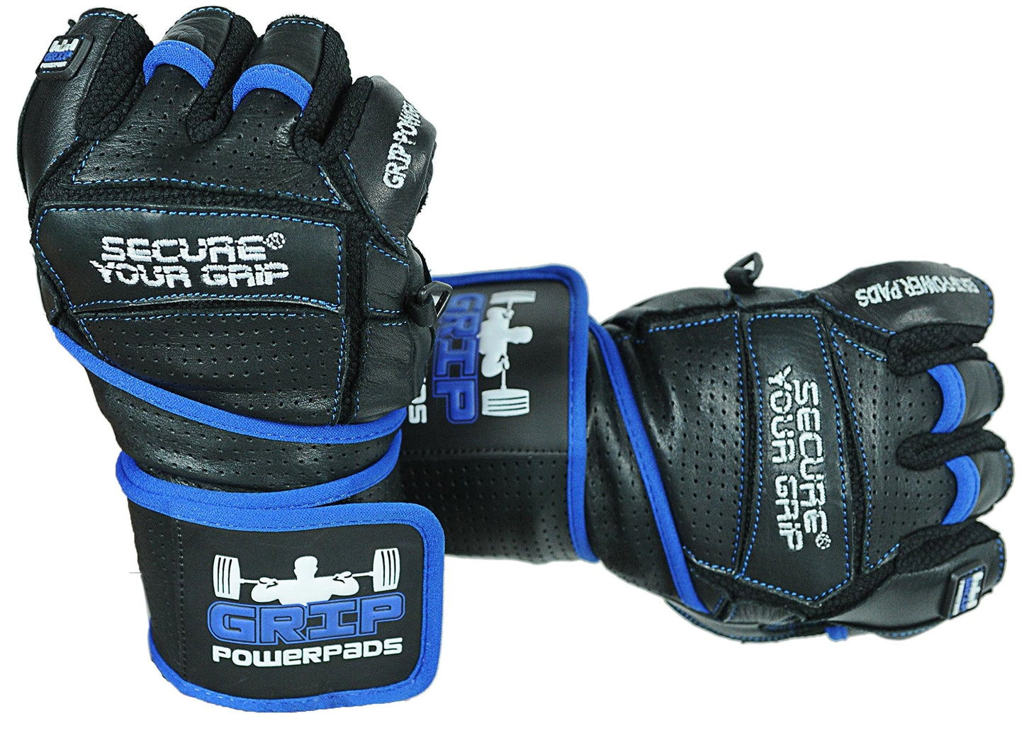 Elite Leather Gym Gloves with Built in 2" Wide Wrist Wraps Grip & Design for Weightlifting Power Lifting Bodybuilding & Strength Training Workout Exercises