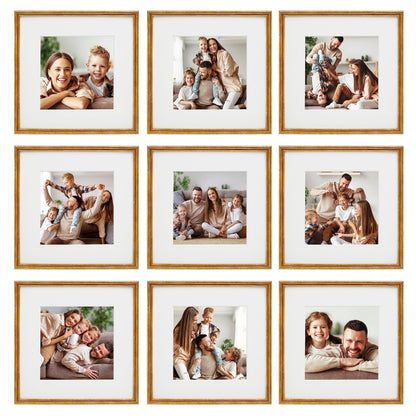 Sheffield Home 9 Piece Gallery Wall Frame Set, 12x12 Inch, Antique Bronze