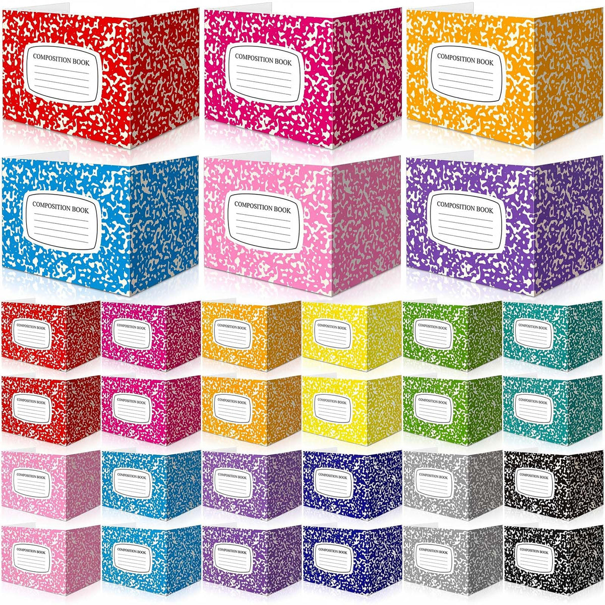 Poola Voidra 24 Pcs Composition Desk Dividers for Students Cardboard Privacy Folders Testing Privacy Classroom Boards for Desk Back to School Teacher Office Study Supplies (Colorful Composition)
