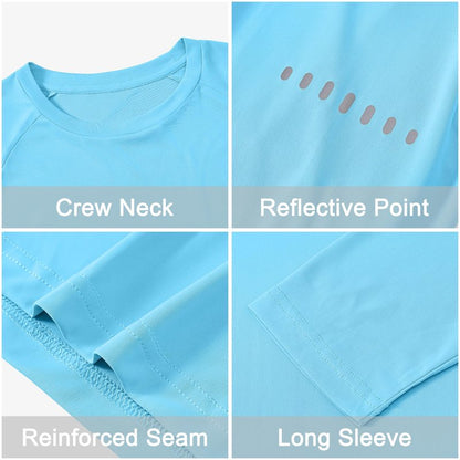 Men's Long Sleeve Rash Guard Swim Shirts UPF 50+ Sun Protection Dry Fit T-Shirt Athletic Tops for Running Hiking Fishing Sky Blue L