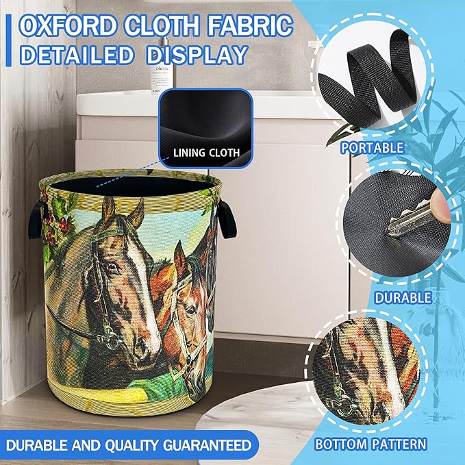 Horse Laundry Basket Riding Animal Oxford Cloth Laundry Hamper Funny