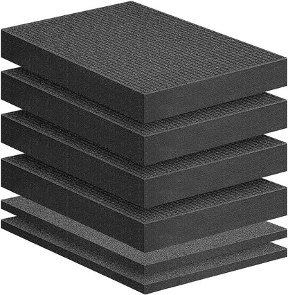 DECOHS 6 Pcs Pick Apart Foam Insert- 2 Sizes Pick and Pluck Foam- Pluck Pre Cube Sheet Foam with Bottom Use for Toolbox Game Box Cases Storage Drawer