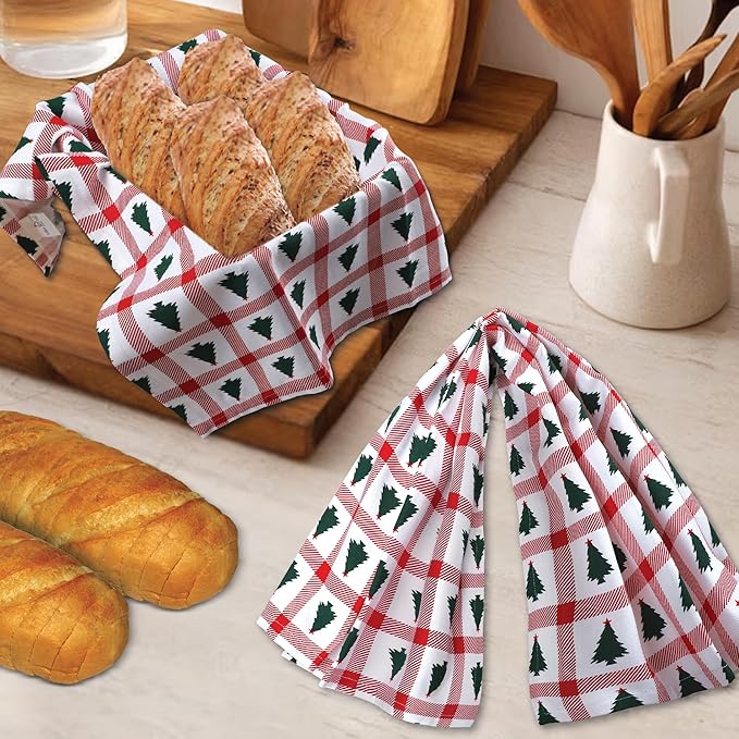 Urban Villa Christmas Kitchen Towels Christmas Tree Print Premium Quality 100%