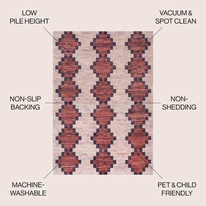 JONATHAN Y Machine Washable Red/Ivory Indoor Area Rug 8X10 ft, Timantii Modern Trellis Kilim for Living Room, Bedroom, Kitchen, Office, Easy-Cleaning, Pet-Friendly, Non-Shedding WSH123A-8