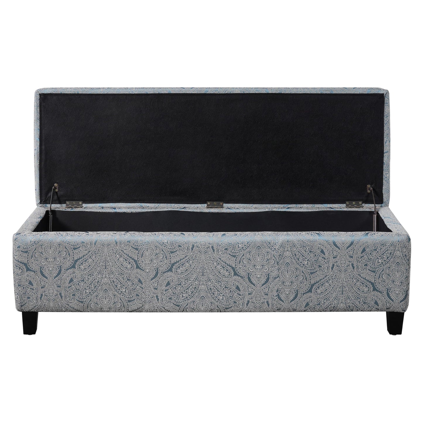 Christopher Knight Home Glouster Living Room Ottoman with Storage, Jacquard Upholstered Storage Ottoman Bench, Rectangular Sofa Foot Stool, Bedroom End of Bed Bench, Shoe Organizer, Antique Blue