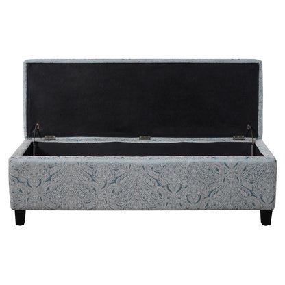 Christopher Knight Home Glouster Living Room Ottoman with Storage, Jacquard Upholstered Storage Ottoman Bench, Rectangular Sofa Foot Stool, Bedroom End of Bed Bench, Shoe Organizer, Antique Blue