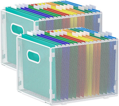 samstar 2 Pack Hanging File Organizer, Mesh File Folder Box Filing Box Cabinet