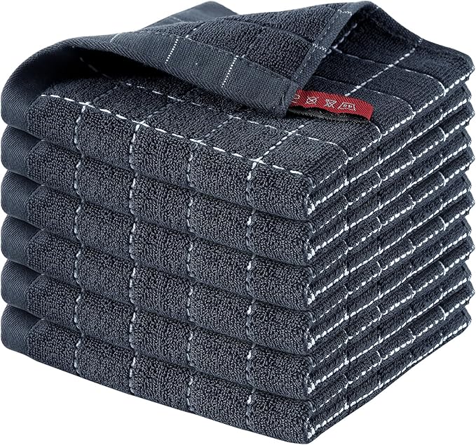 Homaxy 100% Cotton Terry Kitchen Dish Cloths, Ultra Soft and Absorbent Dish