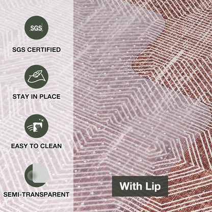 FUNMAT Chair Mat for Carpet, 45" x 53" Easy Glide Desk Chair Mat for Carpeted Floors, Beveled Edge Vinyl Mat with Grips, Heavy Duty Carpet Protector for Home Office, Clear(with Lip)