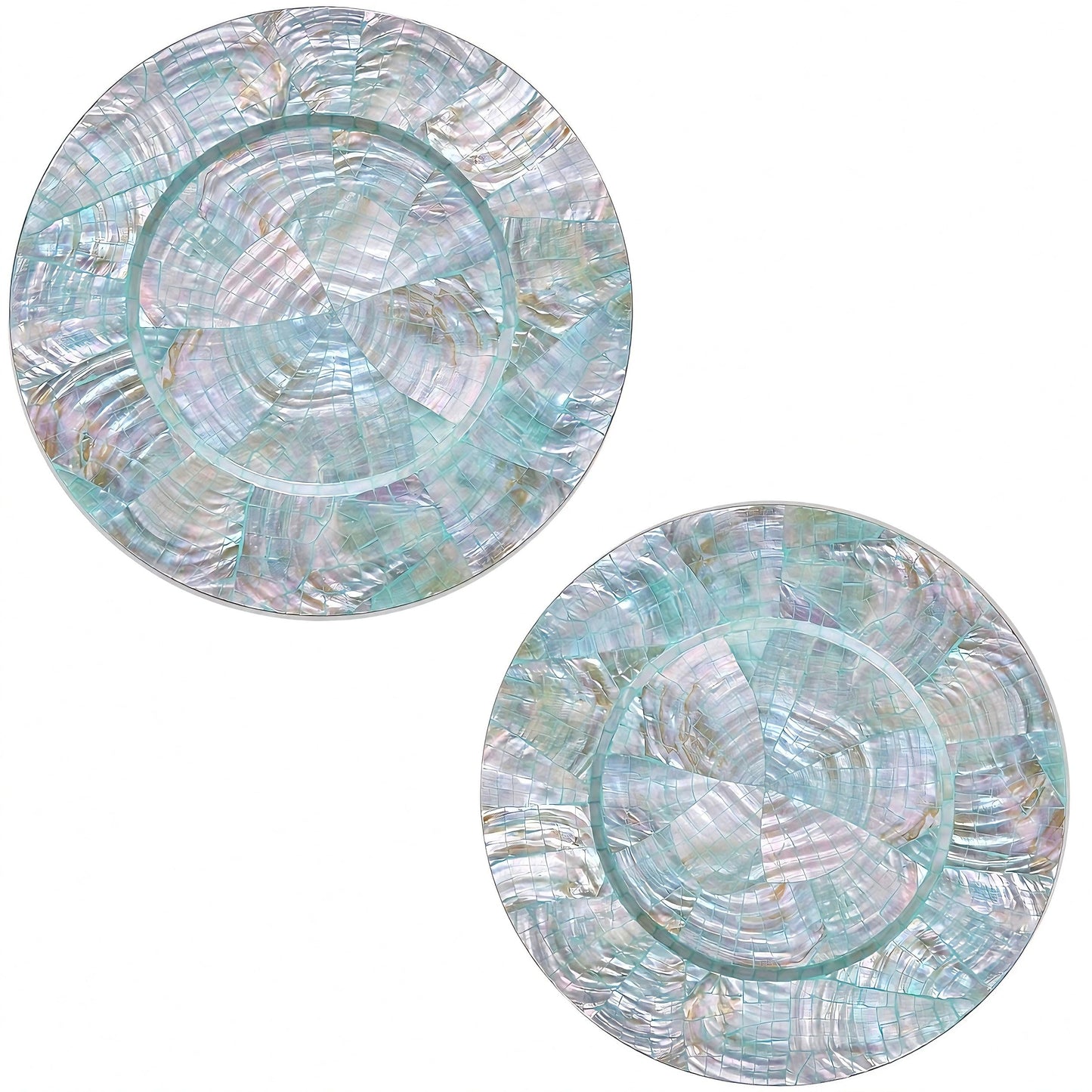 i-lan 2-Pack 13" Mother of Pearl Charger Plates – Shell-Inlaid Wooden Platters for Dining, Party & Luxury Décor – Elegant Dinnerware Placemats, Ideal Housewarming or Holiday Gift