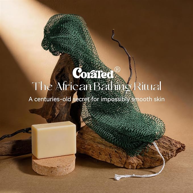 CORATED African Net Sponge Authentic, Shower Loofah Exfoliating Bath Sponge, Body Scrubber for Women and Men Daily Use Body Care, Travel Portable, Durable Bath Accessories Gifts for Women