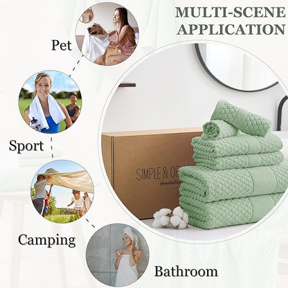 Simple&Opulence 6 Piece Luxury Towel Set, 100% Cotton Bathroom Towels