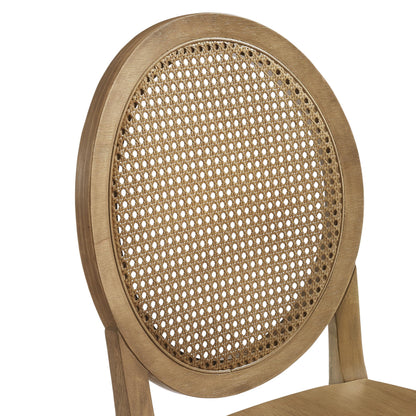 Crosley Furniture Katia Traditional Rattan Style Oval Cane-Back Dining Room Chairs Set of 2, Kitchen Chair, Driftwood