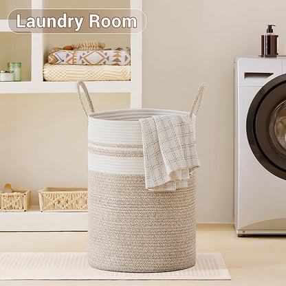 Tall Laundry Basket with Handles, 72L Portable Dirty Clothes Hamper, Boho