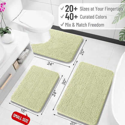 OLANLY Bathroom Runner Rugs 47x24, Soft Absorbent Chenille Bath Rugs, Rubber Backing Quick Dry, Machine Washable Long Bath Mats for Bathroom Floor, Tub and Shower, Home Decor Accessories, Vanilla