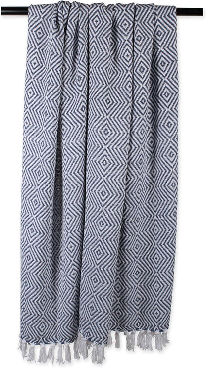 DII Diamond Throw Collection Woven Cotton, 50x60, French Blue (Pack of 3)