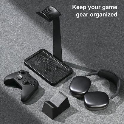 UPERGO Solid Wood Gaming Headset Stand with Controller Holder - Creative Gift for Teens, Boyfriends, Brothers, and Gamers - Desktop Organization and Decoration