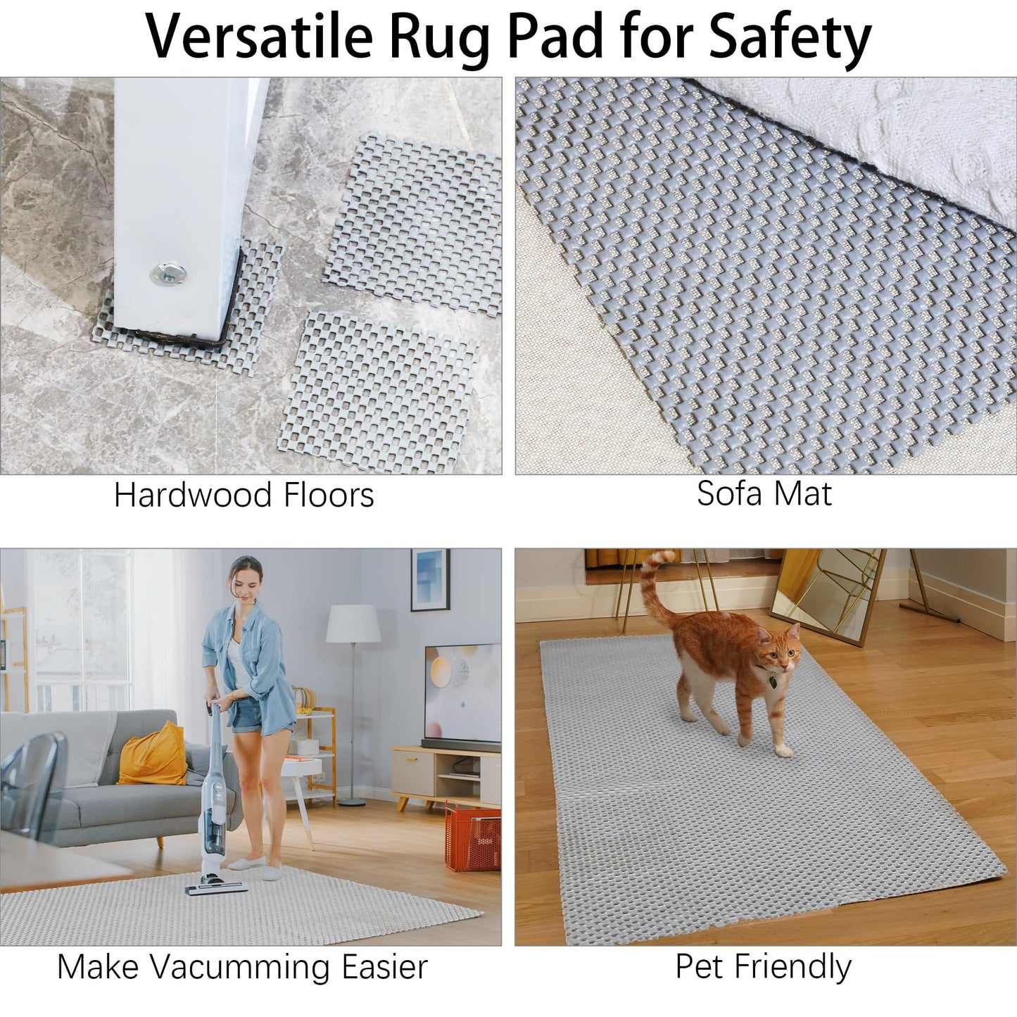 Ruisita Non-Slip Mat Area Rug Pad Anti Slip Gripper Roll Rubber Matting Waterproof Floor Mat PVC Shelf Drawer Liner for Home, Office, Cars, Caravans (Gray, 30 x 200 cm)