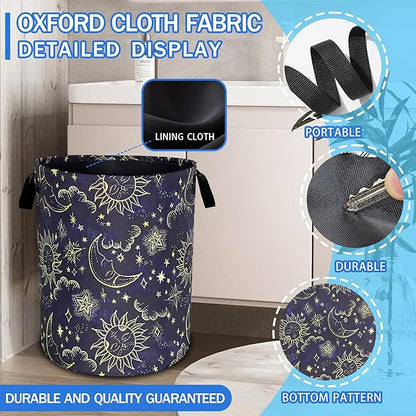 Celestial Sun Stars Moon Laundry Basket Oxford Cloth Funny Laundry Hamper