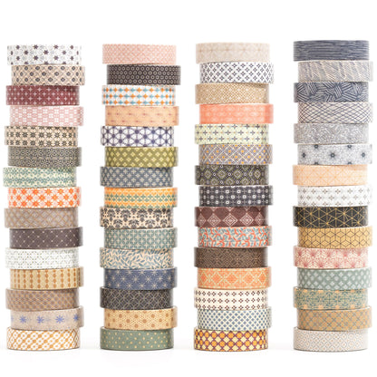 YUBX Basic Patterns Washi Tape Set 60 Rolls Geometric Elegance Decorative Skinny Masking Tapes for Arts, DIY Crafts, Journals, Planners, Scrapbook, Wrapping